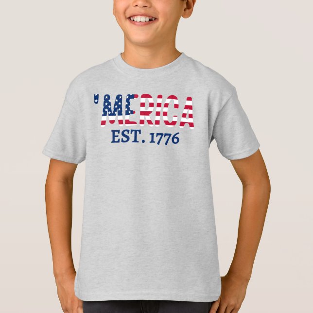 L'Amérique est. T-shirt patriotique américain 1776 (Devant)