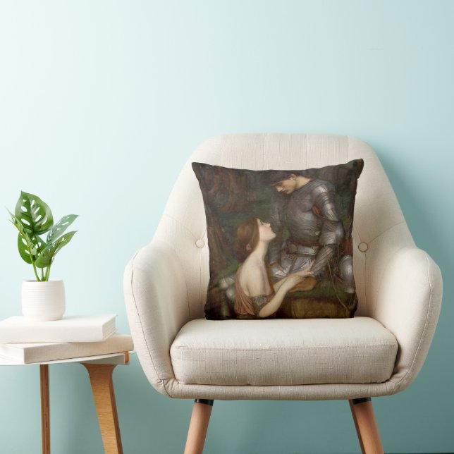 Lamia and the Soldier by John William Waterhouse Throw Pillow (Chair)