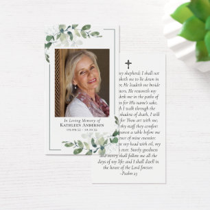 Laminated Eucalyptus Photo Memorial Prayer Card