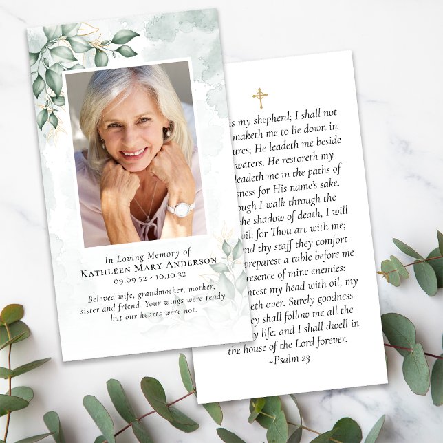 Laminated Eucalyptus Photo Memorial Prayer Card (Creator Uploaded)