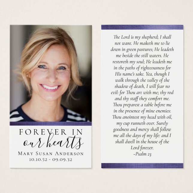 Laminated Forever in Our Hearts Memorial Card (Front & Back)