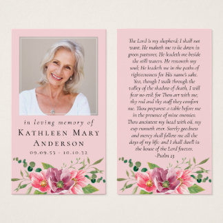 Laminated Memorial Card | Pink Flowers
