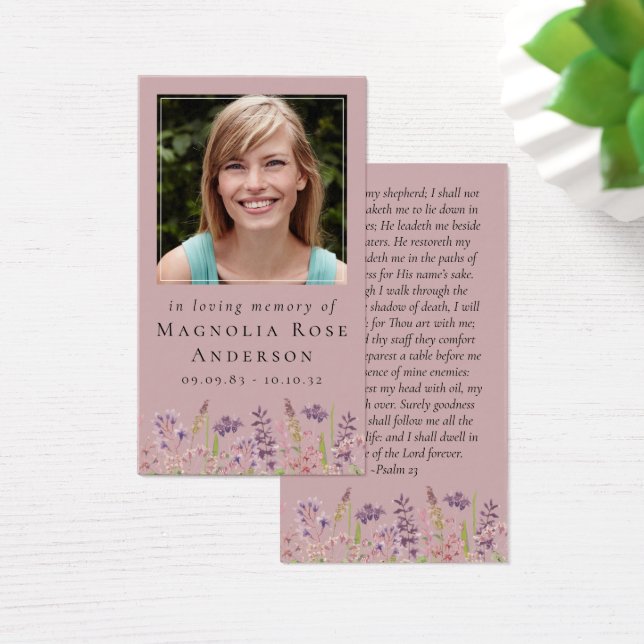 Laminated Memorial Card | Wildflower Lavender (Desk)