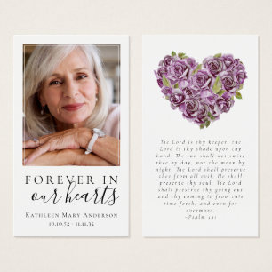 LAMINATED Memorial Prayer Card   Hydrangea Heart