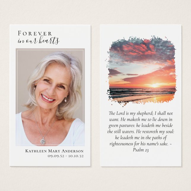 Laminated Photo Sunset Memorial Prayer Card (Front & Back)