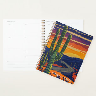 Laminated Southwestern Landscape Print Custom Planner