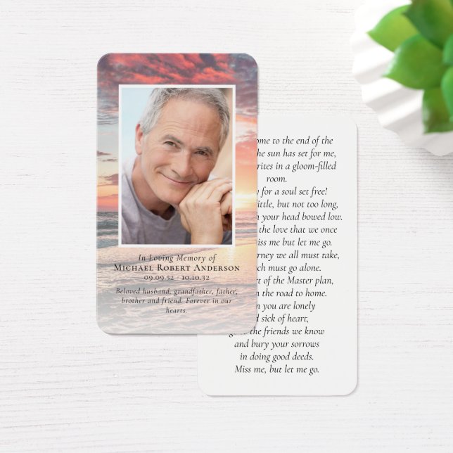 Laminated Sunset Photo Memorial Poem Card (Desk)