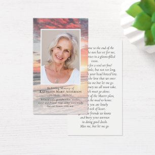 Laminated Sunset Photo Memorial Poem Card