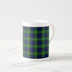 Lamont tartan blue green plaid bone china mug