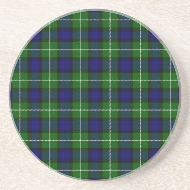 Lamont tartan blue green plaid coaster (Front)