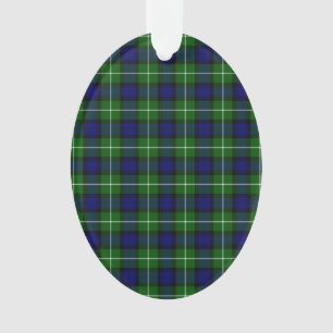 Lamont tartan blue green plaid ornament
