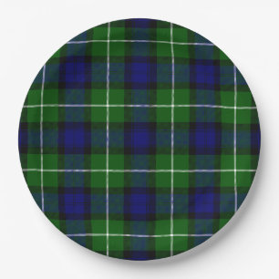 Lamont tartan blue green plaid paper plate