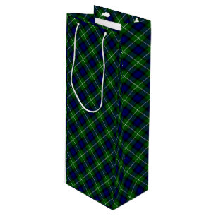 Lamont tartan blue green plaid wine gift bag