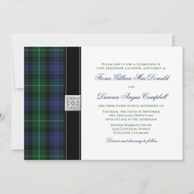 Lamont Tartan Scottish Celtic Wedding Invitation (Front)