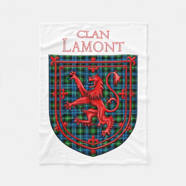 Lamont Tartan Scottish Plaid Lion Rampant Fleece Blanket (Front)
