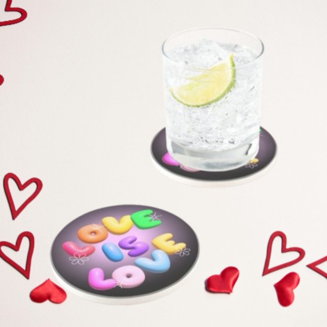 L'amour 3D est amour Dessous de verre arc-en-ciel (Créateur téléchargé)