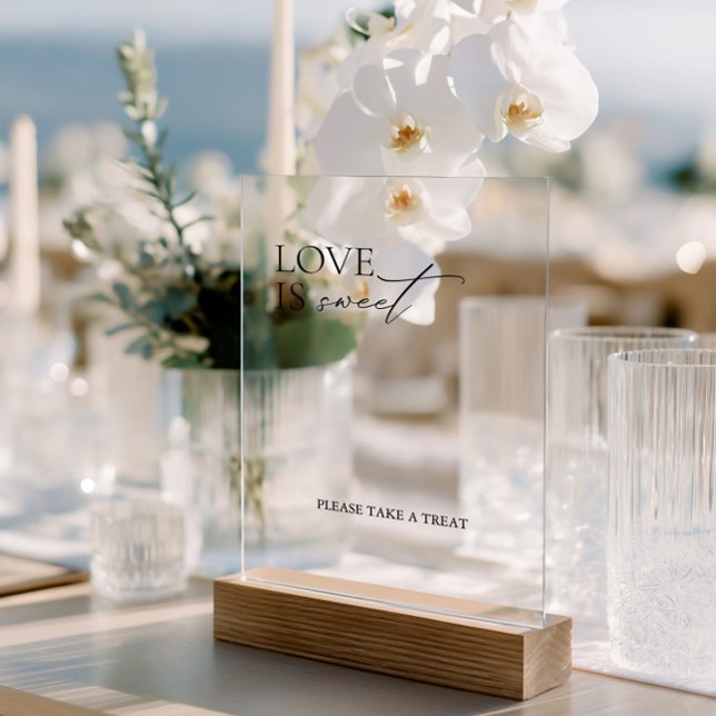 L'amour élegant minimal est un signe acrylique Mar (Minimal Elegant Love is Sweet Wedding Acrylic Sign)