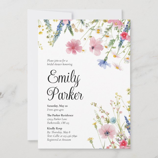 L'amour en fleur Fleur sauvage Invitations Fêtes d (Devant)