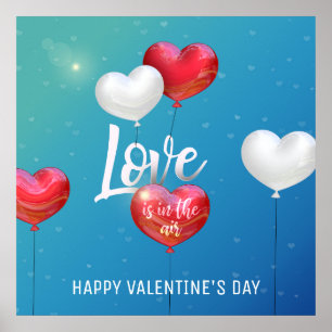 L'Amour Est Dans L'Air Valentine Balloons Affiche