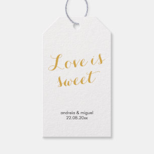 L'amour est doux Étiquette de cadeau de mariage Or
