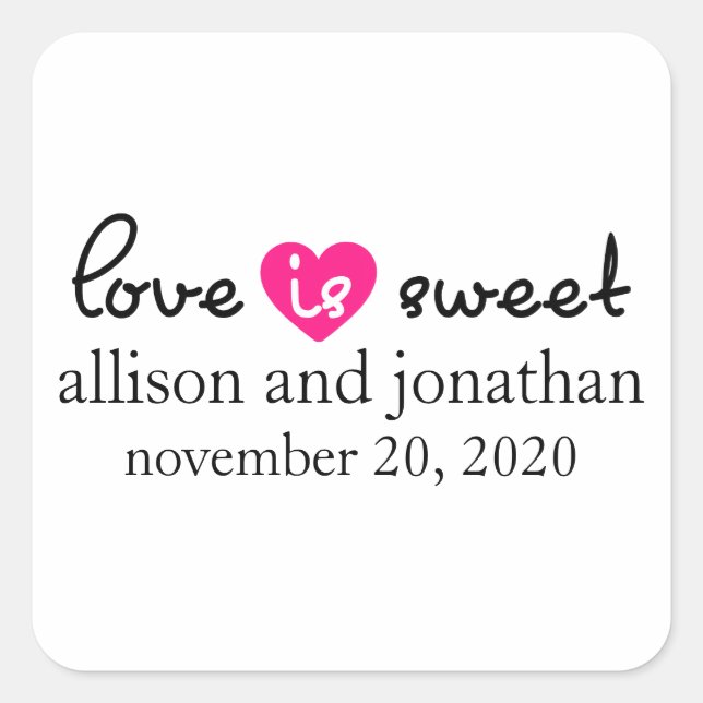 L'amour est doux Étiquette de coeur moderne (Noir  (Devant)