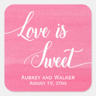 L'amour est doux Stickers Mariage rose Aquarelle