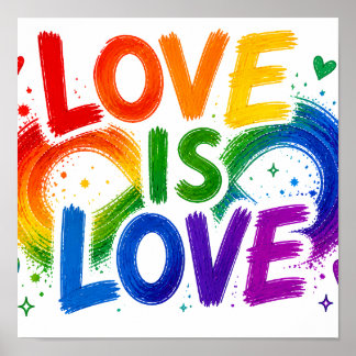 L'amour est l'amour Affiche Cœur Arc-en-ciel 30x30