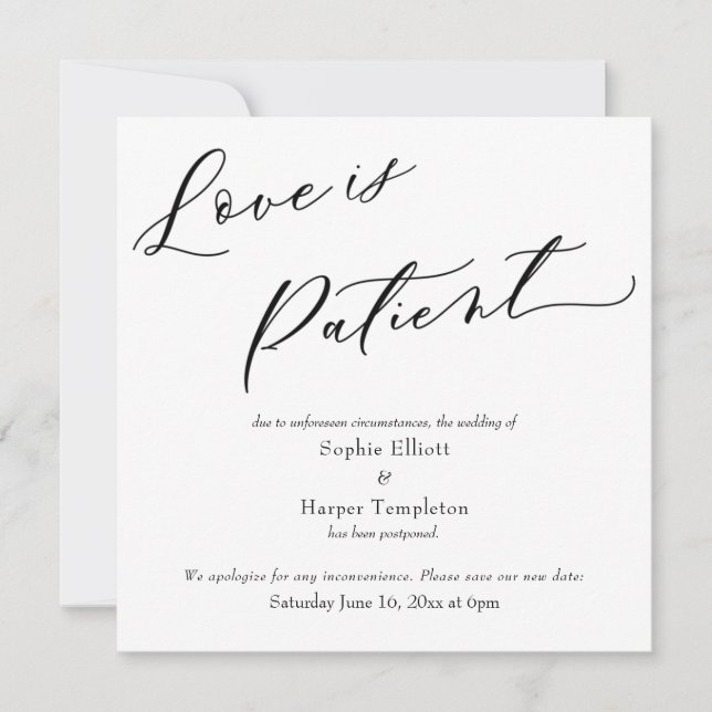 L'amour est le patient Carte Mariage simple report (Devant)