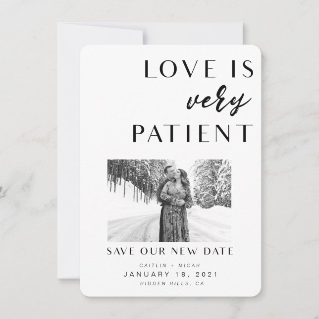 L'amour est le patient nouvelle carte de date (Devant)