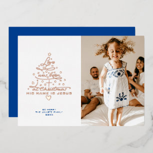 L'amour est né Arbre Foil Carte de Noël