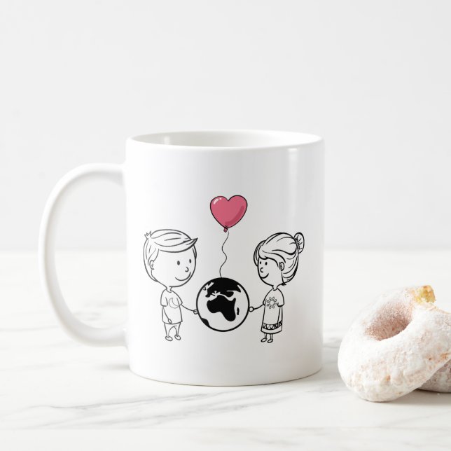L'Amour Ne Connaît Pas De Mug De Distance (Avec donut)