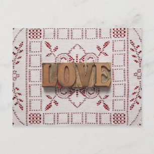l'amour sur la carte postale en dentelle