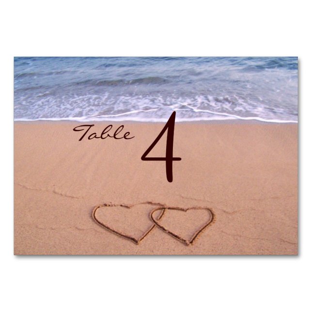 L'amour sur les cartes de table de plage (Devant)