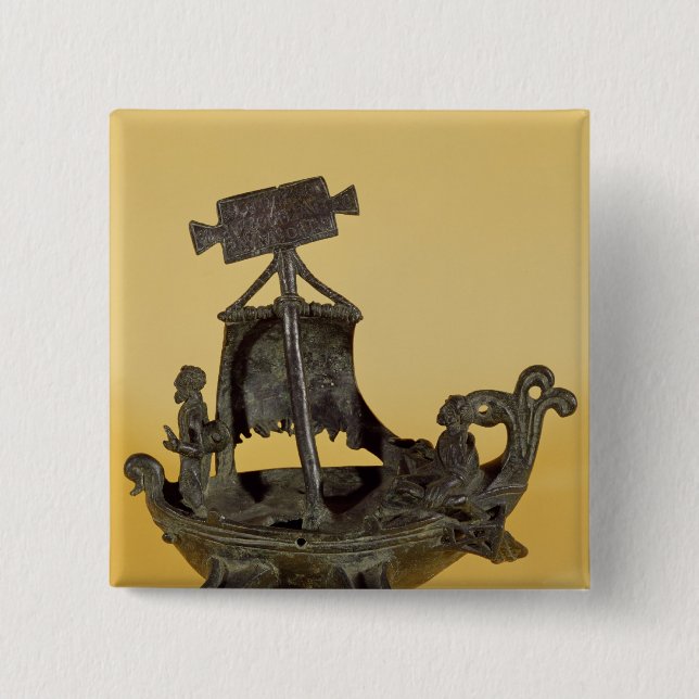 Lamp in the form of a boat 2 inch square button (Front)