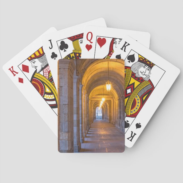 Lamp lit stone hallway, spain playing cards (Back)