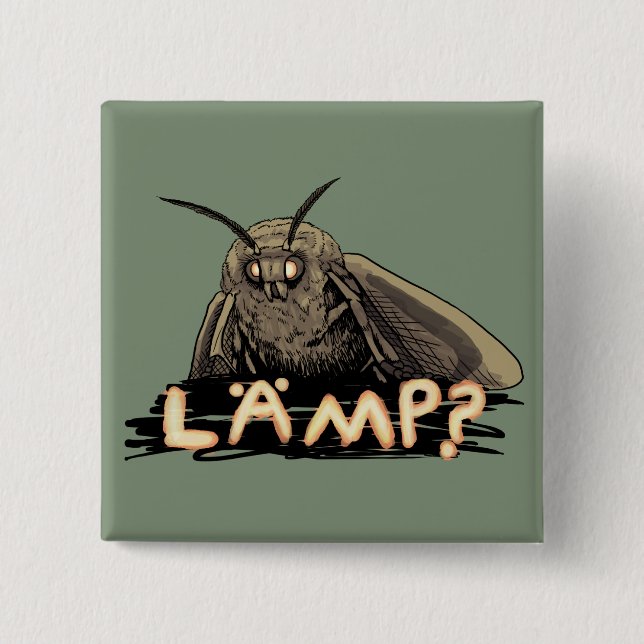 Lamp? Moth Meme 2 Inch Square Button (Front)