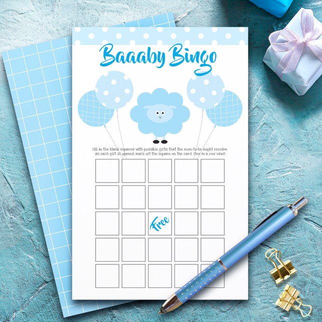 Lampe bleue Baby shower mignonne Swete Bingo Carte (Créateur téléchargé)