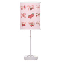 Coquette Pink Bows & Strawberries Lamp
