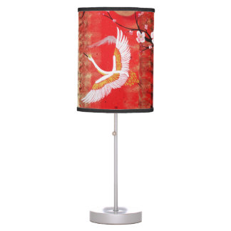Lampe De Bureau Japonaise grue soleil Japon sakura rouge peinture