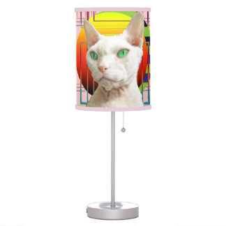 Lampe De Bureau Petite ombre | White Devon Rex Cat rose pastel
