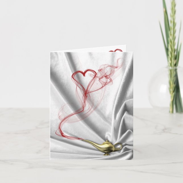 Lampe de génie avec de la fumée de coeur - carte (Devant)