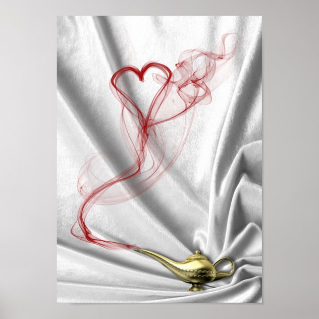 Lampe de Genie avec Fumée de Coeur - Poster (Devant)