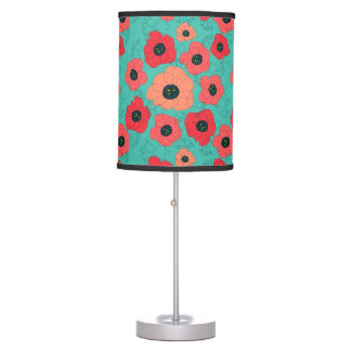 Lampe De Table corail de pavot sur turquoise