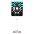 Elégant Black Aqua Retro Polka Dot Chevron