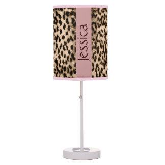 Lampe De Table Motif animal, brun, rose, monogramme