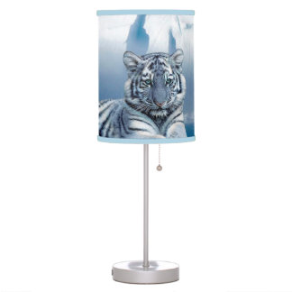 Lampe De Table Tigre bleu blanc