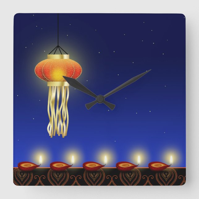 Lampe Diwali lumineuse - Horloge murale (Recto)