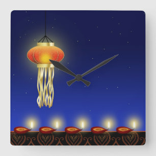 Lampe Diwali lumineuse - Horloge murale