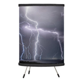 Lampe Tripod Orage Foudre Tempête Noir et Violet Photo