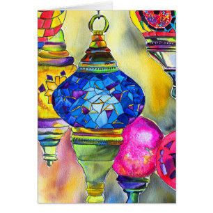 Lampes turques mosaïque aquarelle art